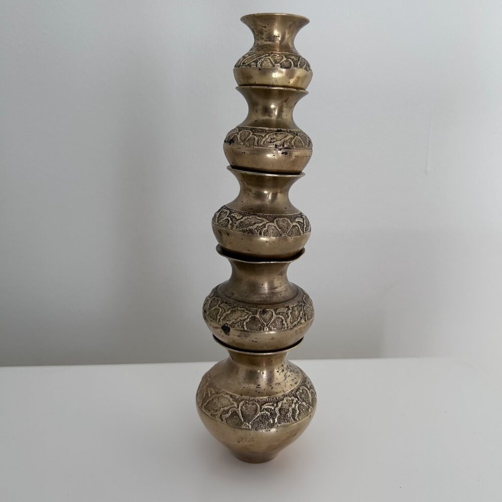 Vintage Rare Miniature Brass Pots 5 Pcs Rich Patina used in Good Condition